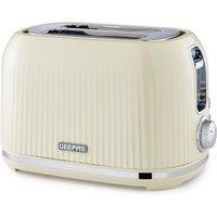 Geepas Fluted Collection 1000W 2 Slice Toaster with 6 Levels 1000W in Cream