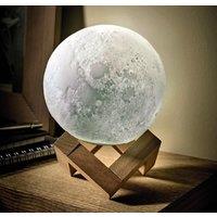 mysmartbuy Colour Changing 3D Moon Lamp - USB Rechargeable Night Light with Wooden Stand - Measures H16 x 11cm Diameter | Size: 16 x 11 cm