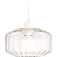 Happy Homewares Contemporary Ribbed Glass Non Electric Pendant Lamp Shade with Flat Style in Clear