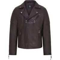 Infinity Leather Men's Brando Double Cross Zip Leather Biker Jacket- Fagernes in Black | Size: XL
