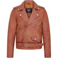 Infinity Leather Men's Classic Brando Leather Biker Jacket - Heinola in Tan | Size: Small