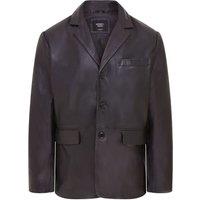 Infinity Leather Men's 3 Button Italian Leather Blazer Jacket - Fauske in Black | Size: 4XL