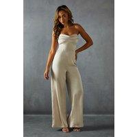 Satin Sweetheart Drape Wide Leg Jumpsuit