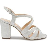 Paradox London Women's 'Natalia' Glitter Block Heel Sandal in Silver | Size: 9