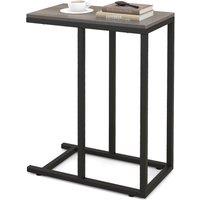 Gymax C-Shaped End Table 64 CM High Sofa Side Table TV Tray Metal Frame in Grey