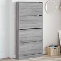 Berkfield Home Shoe Cabinet with 4 Flip-Drawers Grey Sonoma 80x21x163.5 cm