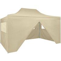 Berkfield Home Foldable Tent Pop-Up with 4 Side Walls 3x4.5 m Cream White