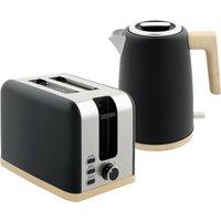 HOMCOM 1.7L Stainless Steel Kettle & 2 Slice Toaster Set with 6 Level Browning in Black | Size: 2 Pack