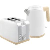 HOMCOM 1.7L Stainless Steel Kettle & 2 Slice Toaster Set with 6 Level Browning in White | Size: 2 Pack
