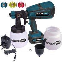 MYLEK Cordless Paint Sprayer Gun Kit 20V 2 Cups Li-Ion Battery & Charger in Blue