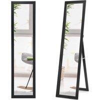 Gymax 2 in 1 Full Length Body Mirror Free Standing Dressing Mirror Wall Mounted in Black