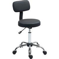 HOMCOM Rolling Stool with Backrest, Salon Stool Chair for Tattoo, Massage in Black