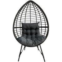 Rattan Standing Egg Chair, with Removable Water-Resistant Cushions, Metal Frame Stand