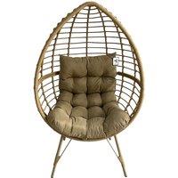 Rattan Standing Egg Chair, with Removable Water-Resistant Cushions, Metal Frame Stand