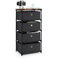 Gymax 4-tier Chest of Drawers With 4 Drawers Nightstand Storage Cabinet in Black
