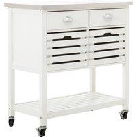 Orsina Compact Grey Kitchen Trolley, Sturdy Kitchen Trolley For Entertaining Guests, Versatile Kitchen Trolley in White