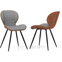 Gymax Armless Dining Chair 2PCS Accent Chairs Upholstered Curved Backrest in Grey