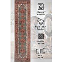 Kukoon Washable Runner Rug Terracotta Beige Long Hallway Carpet Mat 80cm x 300cm | Size: 80 cm x 300 cm