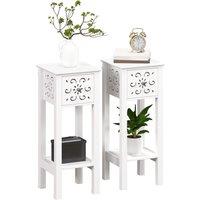 HOMCOM Bedside Table Set, End Table Set with Drawer & Storage Shelf, White | Size: 2 Pack