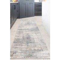 Kukoon Runner Rug Silver Blue Distressed Abstract Long Hallway Rugs | Size: 70 cm x 240 cm