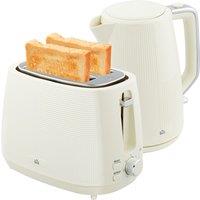 HOMCOM 1.7L Fast Boil Kettle & 2 Slice Toaster Set with 7 Level Browning in Cream | Size: 2 Pack
