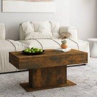 Berkfield Home Coffee Table Smoked Oak 96x50x45 cm Engineered Wood in Brown | Size: 96 x 50 x 45 cm