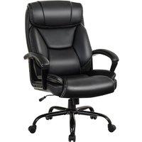Gymax Swivel Office Chair Adjustable PU Executive Chair With Metal Base in Black