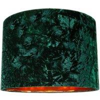 Happy Homewares Modern Crushed Velvet Lamp Shade with Shiny Paper Inner in Dark Green | Size: 14 inches