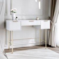 CARME HOME Lara White Dressing Table - Ridged front & side finished
