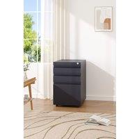 Living and Home 3-Drawer File Cabinet with Interlock System and Anti-Tilt Wheels for Secure Office Storage in Black