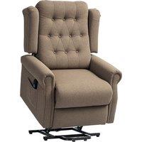 HOMCOM Power Lift Recliner Armchair with Wingback, Button Tufted in Dark Brown