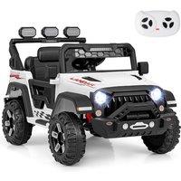 Gymax Kids Ride on Truck Electric Toy Car With Lights Sound & Remote Control in White