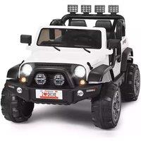 Gymax Electric Kids Ride On Truck 2-Seat Toy Car Lights Music & Remote Control in White
