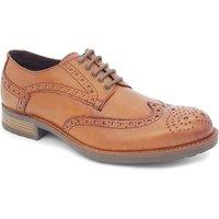 HX London Men's Wandsworth Leather Brogue Shoes in Tan | Size: 8