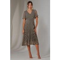 Jolie Moi Women's Chiffon Pleated Wrap Midaxi Dress in Natural | Size: 12