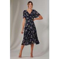 Jolie Moi Women's Chiffon Pleated Wrap Midaxi Dress | Size: 10