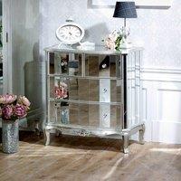 Melody Maison Mirrored Chest Of Drawers - Tiffany Range in Metallic Silver