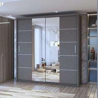 Sliding Wardrobes 4U Eden Double Mirror Sliding Door Wardrobe 180cm X 217cm in Grey | Size: 180 cm X 217 cm