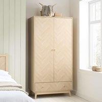 Birlea 2 Door 1 Drawer Oak Brown Wooden Wardrobe Herringford in Light Oak