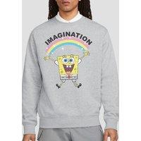Spongebob Men's Simple Imagination Crew Sweatshirt, Athletic Heather in Light Grey | Size: Small