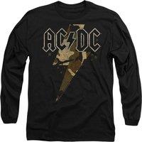 AC/DC Men's ACDC Camo Bolt Long Sleeve T-Shirt, Black | Size: Large