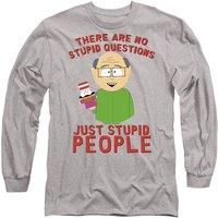 South Park Men's No Stupid Questions Long Sleeve T Shirt-Athletic Heather in Light Grey | Size: Large