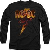 AC/DC Men's ACDC Fire Bolt Long Sleeve T-Shirt, Black | Size: Small