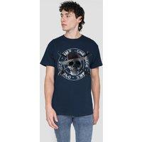 Netflix Men's One Piece Skull & Cross Bones Stamp T-Shirt, Navy | Size: 4XL