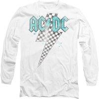 AC/DC Men's ACDC Skewed Checkerboard Bolt Long Sleeve T-Shirt, White | Size: XL