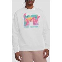 MTV Men's Flamingo Logo Crew Sweatshirt, White | Size: Large