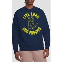 Star Trek Men's Live Long Hand Crew Sweatshirt, Navy | Size: Small