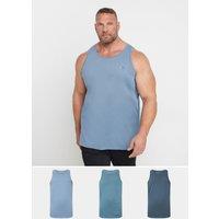 BadRhino Men's Mens 3 Pack Vests in Blue | Size: 5-6XL