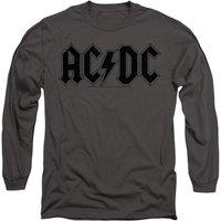 AC/DC Men's ACDC Worn Logo Long Sleeve T Shirt-Charcoal in Charcoal | Size: XL