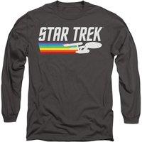 Star Trek Men's Rainbow Trail Long Sleeve T Shirt-Charcoal in Charcoal | Size: 2XL